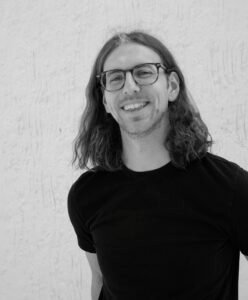 Tom Barron in black and white