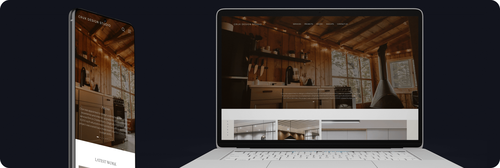 Crux Design Studio desktop and mobile mockup